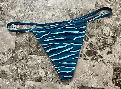 $19.99 • Buy Nwt Victoria's Secret Navy Blue Turquoise Aqua Zebra V String Thong Panties