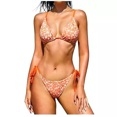 ZAFUL Women's Triangle Bikini Floral String Two Piece Swimsuit Bathing Suit Med • $25