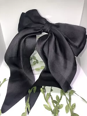 Large Black Chiffon Hair Ribbon Bow Cheer Dance Funeral Wedding Clip Clasp Claw • £4.95