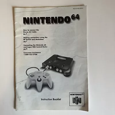 Nintendo 64 N64 Console System Instruction Booklet Manual Only Book • $3.99