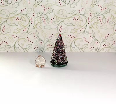 Dollhouse Miniature 2-1/4  Tall Small Beaded Christmas Tree • $14.95