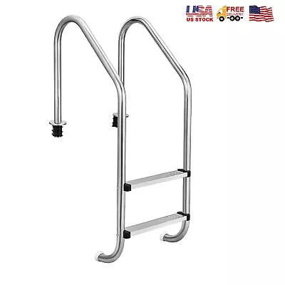 Stainless Steel 2-Step Swimming Pool Ladder In-Ground W/ Anti-Slip Step Outdoor • $109.99
