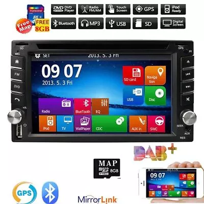 6.2  Double 2Din Car Stereo Radio DVD Player Bluetooth GPS Navigation With Map • $138.99