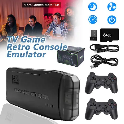 Wireless Retro Game Console 4K TV Game Retro Console Emulator Game Stick 20000+ • £26.89