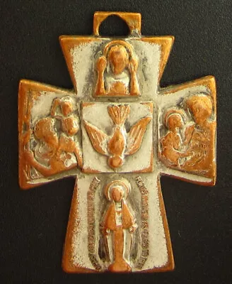 Vintage Four Way Cross Medal Religious Holy Catholic Jesus Mary Joseph • $7.99