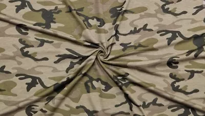 3 Metres Cotton Lycra Jersey Stretch Camo Print Dress Fabric 60  Wide • £11.95