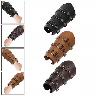 PU Leather Arm Guard Medieval Gauntlet Wristband Costume Props Knight Steampunk • $14.04