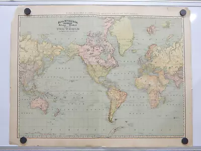 Antique Map Of The World Mercator Projection By Rand McNally & Co Copyright 1892 • $29.99