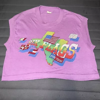 Vintage Texas 1980's Half T-Shirt Six Flags Over Texas State Single Stitch • $19.99