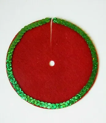 Miniature Dollhouse CHRISTMAS VILLAGE ~ Mini 4  Diameter Sisal Tree Skirt RED • $6.35