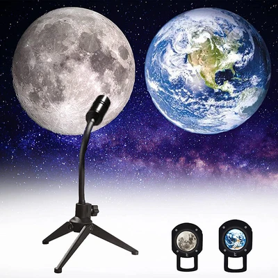 $13.90 • Buy LED Earth Moon Projector Lamp Night Light Home/Bedroom Decor Rotating Projection