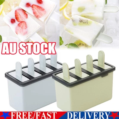 $10.56 • Buy 4 Cells Mould Frozen Molds Icy Pole Jelly Block Maker Ice Cream Pop Popsicle KH