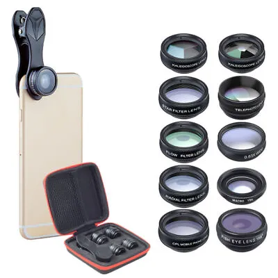 £15.44 • Buy Professional Universal Mobile Phone Camera Lens Kit Set Clip Macro Wide Fish Eye
