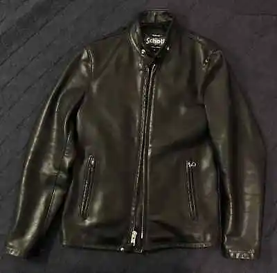 $474.99 • Buy Schott 654 Cafe Racer - Black Leather Jacket - Small S