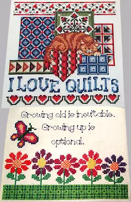 Cats Love Quilts Growing Up Is Optional Butterfly 2 CROSS STITCH PATTERNS • $3.99