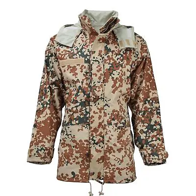 Original Danish Army Rain Jacket Waterproof M84 Desert Camo Tactical Hood NEW • $79.41