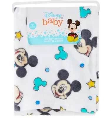 Blanket Plush - Disney Boys 243 - Mickey Mouse Face - Baby Toddler Crib Bed • $20.98