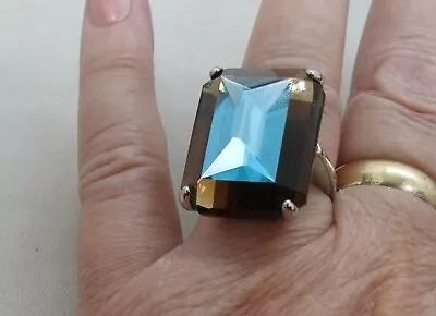 Vintage  Park Lane  Costume  Ring Beautiful  Blue  Aurora  Borealis   Size  7.5 • $55