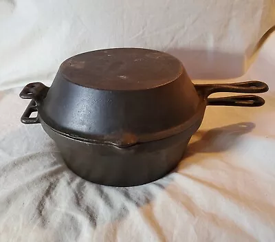 Vintage Cast Iron Double Skillet/ Dutch Oven Chicken Fryer • $129.50