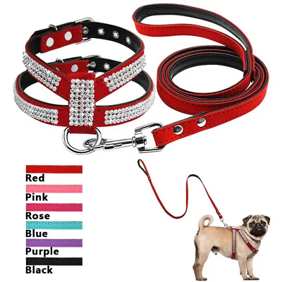 £10.79 • Buy Bling Rhinestone Pet Dog Harness And Lead Soft Vest Small Puppy Dogs Chihuahua