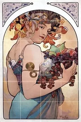 Tile Mural The Fruit By Mucha Kitchen Bathroom Shower Backsplash Marble Ceramic • $283.70