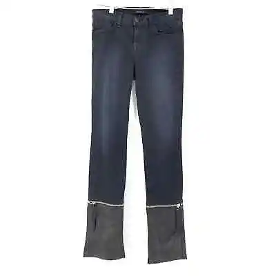 J Brand Sz 26 Alley Cat Skinny Jeans Washed Black Lamb Leather Removable Cuffs • $42.23