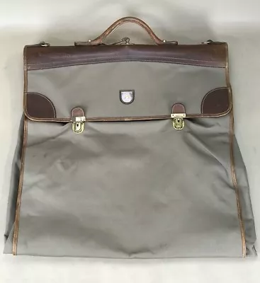 MARK CROSS Italy Brown Leather Trimmed Tan Nylon 21” Carry On Garment Sleeve • $145