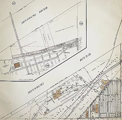 1925 Kansas City Missouri Atlas Plat Map RARE Color Lithograph Plate #194 & 195 • $154.63