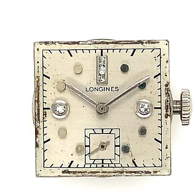 Vintage Longines Watch Movement & Diamond Dial Caliber 8LN Manual Wind 17J Runs • $49.95