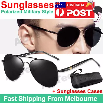 Premium Military Style Classic Aviator Sunglasses Polarized 100% UV Protection • $16.89