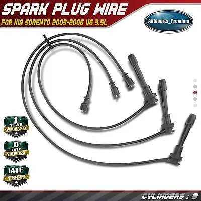 $24.99 • Buy 3Pcs Spark Plug Wire Set For Kia Sorento 2003 2004 2005 2006 V6 3.5L DOHC 7mm