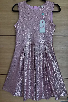 BNWT Yumi Girls Pink Sequin Party Dress Age 13-14 RRP £48 • £22.99