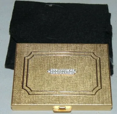 RARE Vintage Max Factor Gold Tone Mirrored Powder Puff Compact Rhinestone  • $37.95