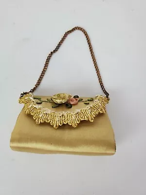 Woman's Fancy Victorian Purse Christmas Ornament W/ Flowers Gold • $15.10