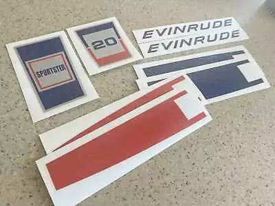 Evinrude Vintage 20 HP Sportster Motor Decals FREE SHIP + FREE Fish Decal! • $24