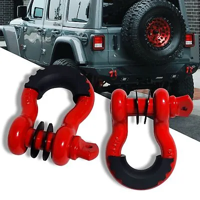 2pcs 3/4  Max 4.75 Ton D-Rings Red Bow Shackles Clevis Shackle W/ 7/8  Pin Screw • $26.99