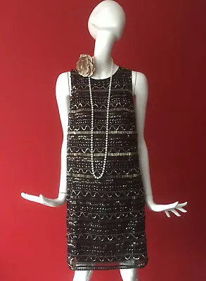 MANGO MNG Sequin Flapper Gatsby 1920s Charleston Party Mini Dress Size XL 12-14 • £49.95