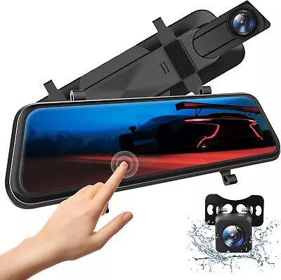 US 4K 10  Dual Dash Cam Car Rear View Mirror Camera Video Recorder Voice Control • $49.99