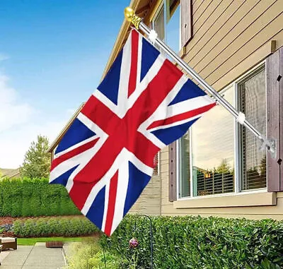 £11.95 • Buy 6FT Wall Mounted Telescopic Flag Pole Top Gold Ball Stainless Steel Flagpole Set