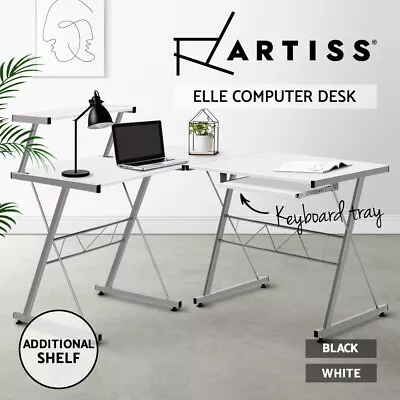 Artiss Computer Desk Office Corner Study Laptop Table L-shape With Keyboard Tray • $119.95