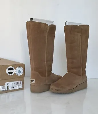 Ugg Kara Classic Tall Slim Chestnut Water Resistant Wedge Boot Women Size  10 🔥 • $230