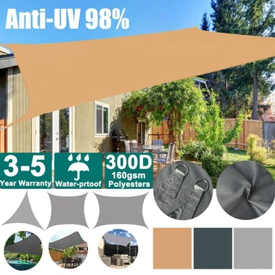 $47.99 • Buy Extra Heavy Duty Sun Shade Sail Caonpy Awning Garden Patio Suncreen 98% UV Block