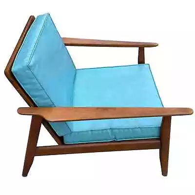 Vintage Mid-Century Armchair Lounge Chair Teak ? Danish ? Blue Turquoise MCM • $625