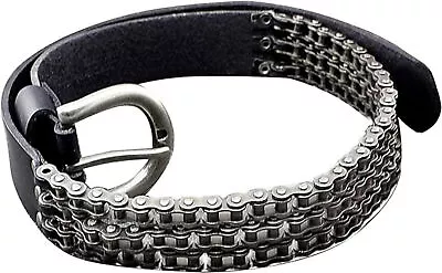 Heavy Motorcycle Chain Genuine Leather Belt For Men Biker Rocker Punk • $39.98