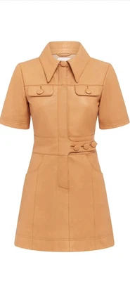 $80 • Buy Alice Mccall Ochre Low Rider Leather Dress - Size 4 Au/ 0 Us (rrp $850)