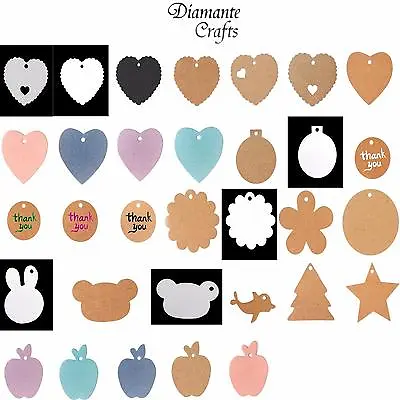 10 Tags Kraft Paper Labels Craft Gift Luggage + String - Choose From 63 Designs • £1.75