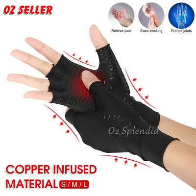 Compression Copper Arthritis Gloves Hand Wrist Support Finger Pain Relief Brace • $11.49