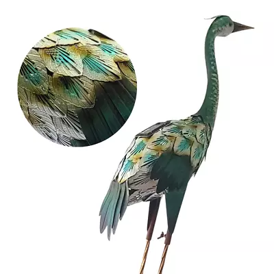 Heron Garden Ornament Large And Tall Metal Garden Sculpture Solar Power Light • £19.99