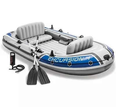 Intex Excursion 4 Person Inflatable Rafting And Fishing Boat Set With 2 Oars • $146.31