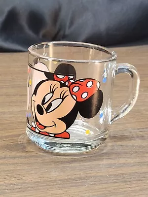 Vintage Anchor Hocking DISNEY Mickey & Minnie Mouse Clear Glass Mug Kids Cup • $7.07